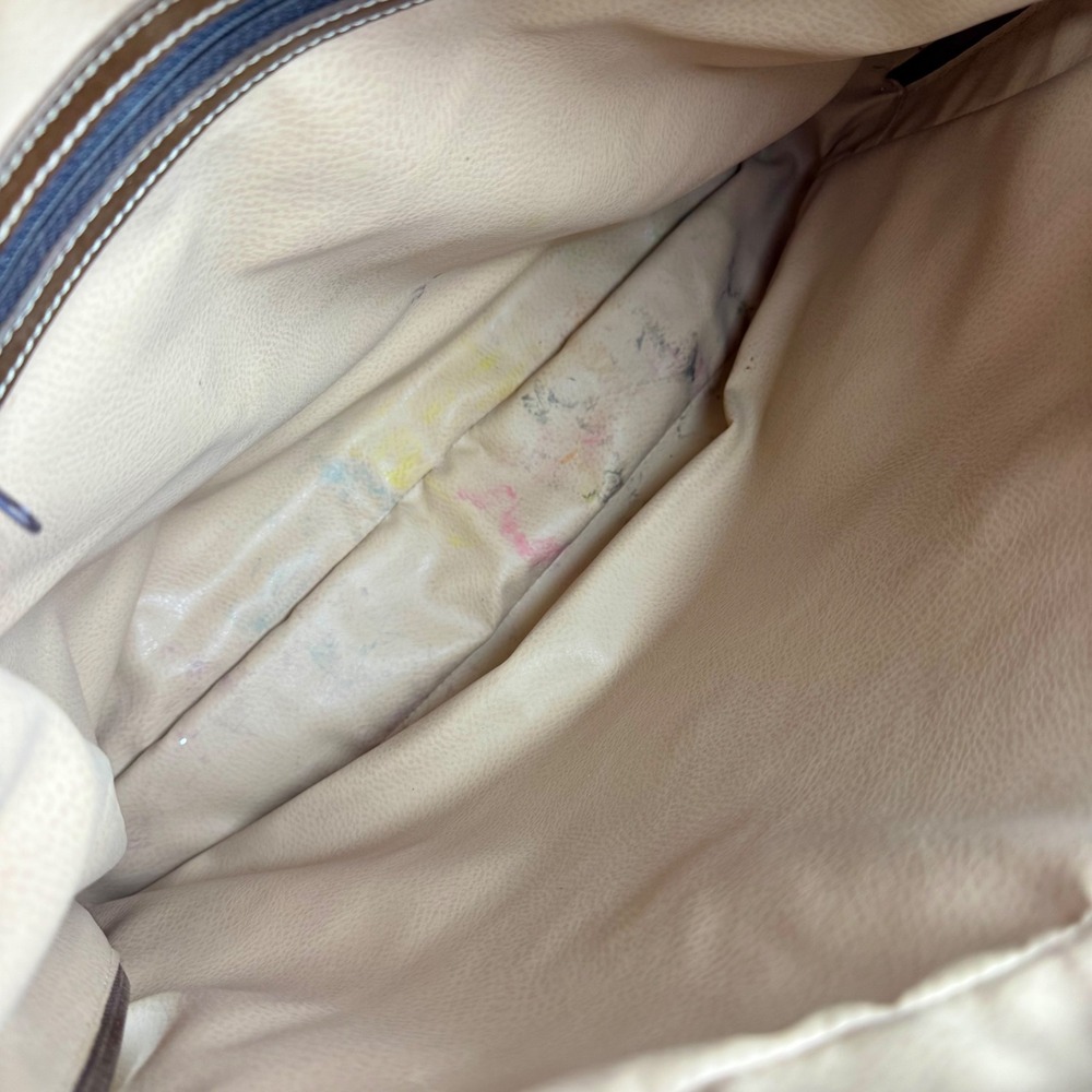 Tramontano Napoli Italian Leather Structured Satchel Handbag Beige Gold Hardware - Picture 8 of 12